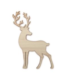 Geschenksartikel Hirschfigur Hubert mit Geweih. Personalisierbares Dekoelement aus Holz. Regional hergestelltes, rustikales Objekt. 